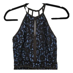 NWT Katia Black Floral Lace Halter Mini Dress S Strappy Back Goth Coquette Prom
